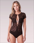 Lace Cap Sleeved Keyhole Body