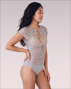 Lace Cap Sleeved Keyhole Body